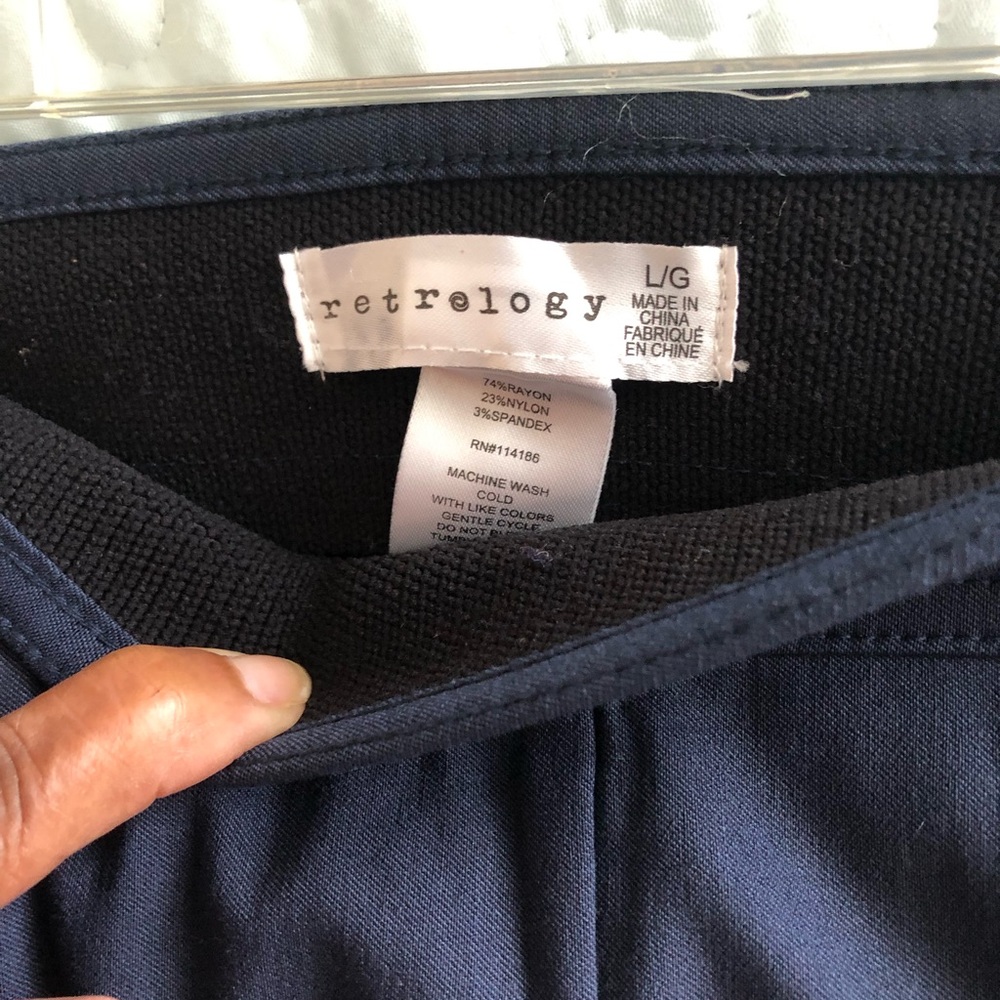 Retrology Navy Skirt with Black Waistband
